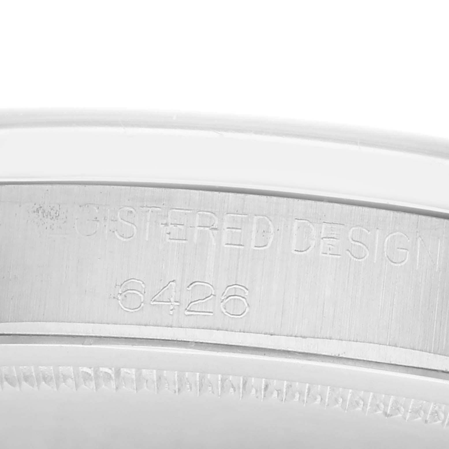 The image shows a close-up of the engraving on the case back of the Rolex Vintage Collection model, model number 6426.