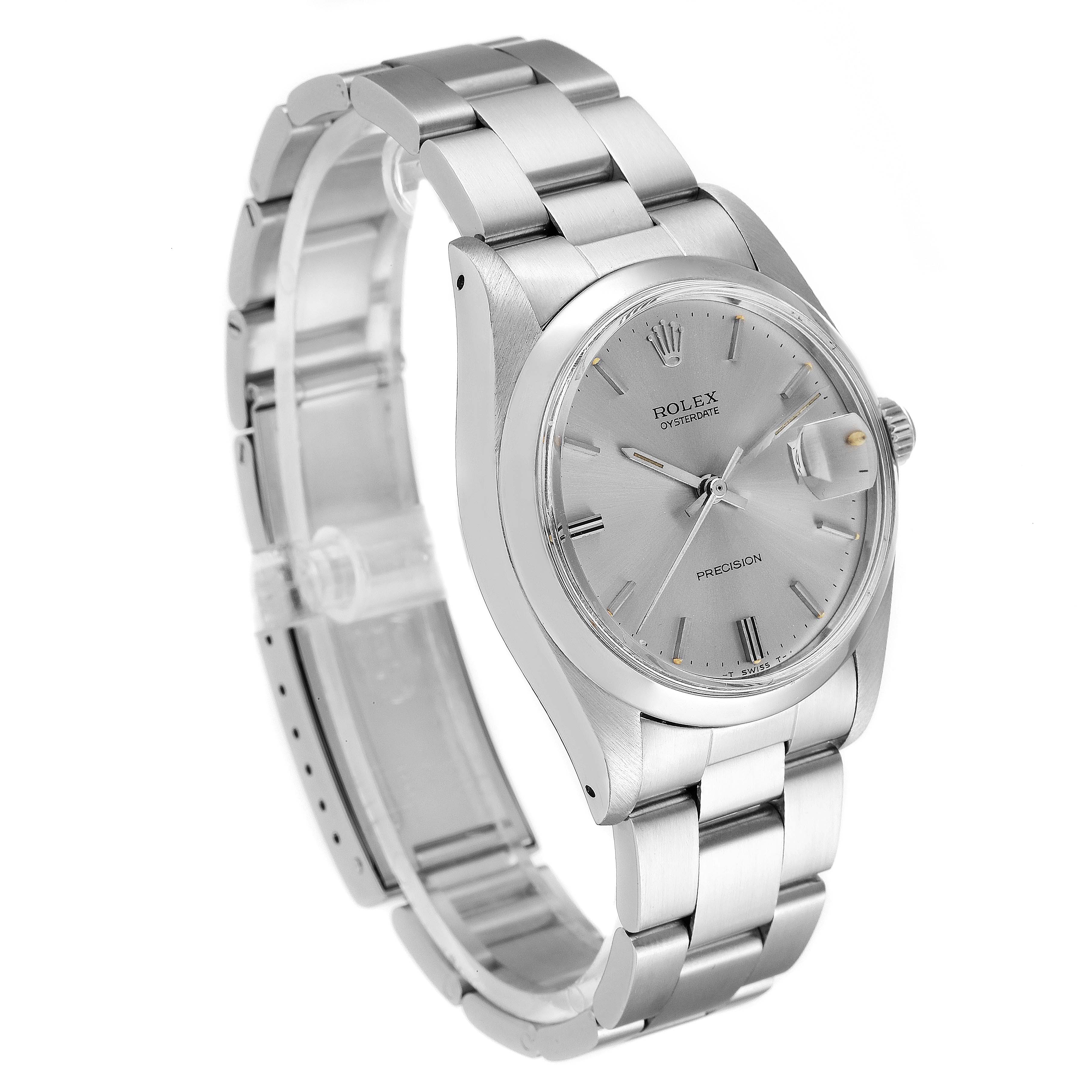 The Rolex Vintage Collection 6694 Men's Stainless Steel Silver Dial 6694 Men's Stainless Steel Silver Dial model watch is shown at an oblique angle, displaying its silver dial, bracelet, and case.