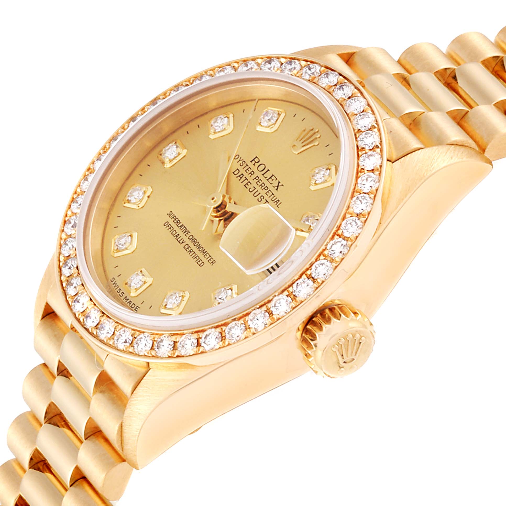Rolex President Datejust Yellow Gold Diamond Dial Ladies Watch 79178 ...