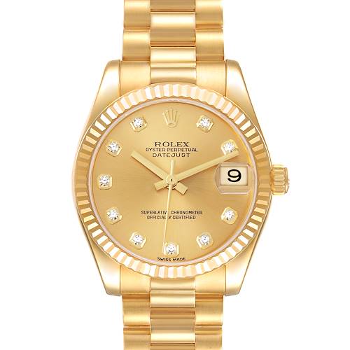 Photo of Rolex President Midsize Yellow Gold Diamond Ladies Watch 178278 Box Papers