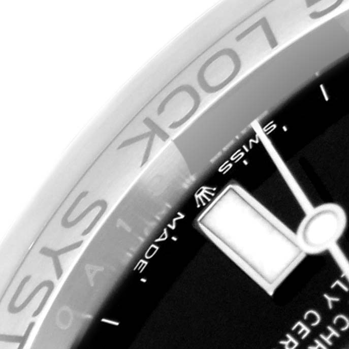 The image shows a close-up of the dial and bezel of a Rolex Sea-Dweller 136660 Men's Stainless Steel Black Dial 136660 Men's Stainless Steel Black Dial watch.