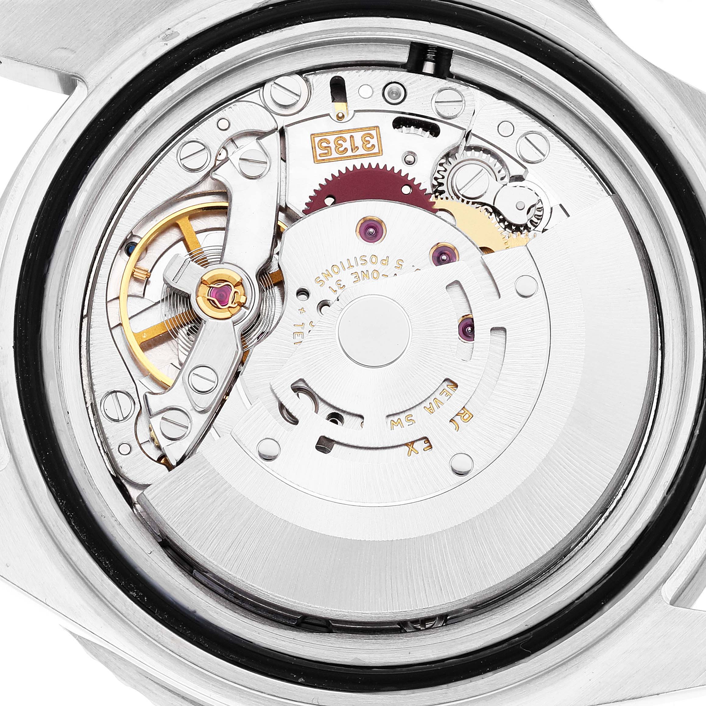 The image shows the detailed view of the movement and internal mechanism of the Rolex Submariner 16610 Men
s Stainless Steel Black Dial 16610 Men
s Stainless Steel Black Dial model.