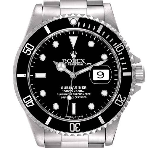 Photo of Rolex Submariner Date 40mm Black Dial Steel Mens Watch 16610 Box Papers