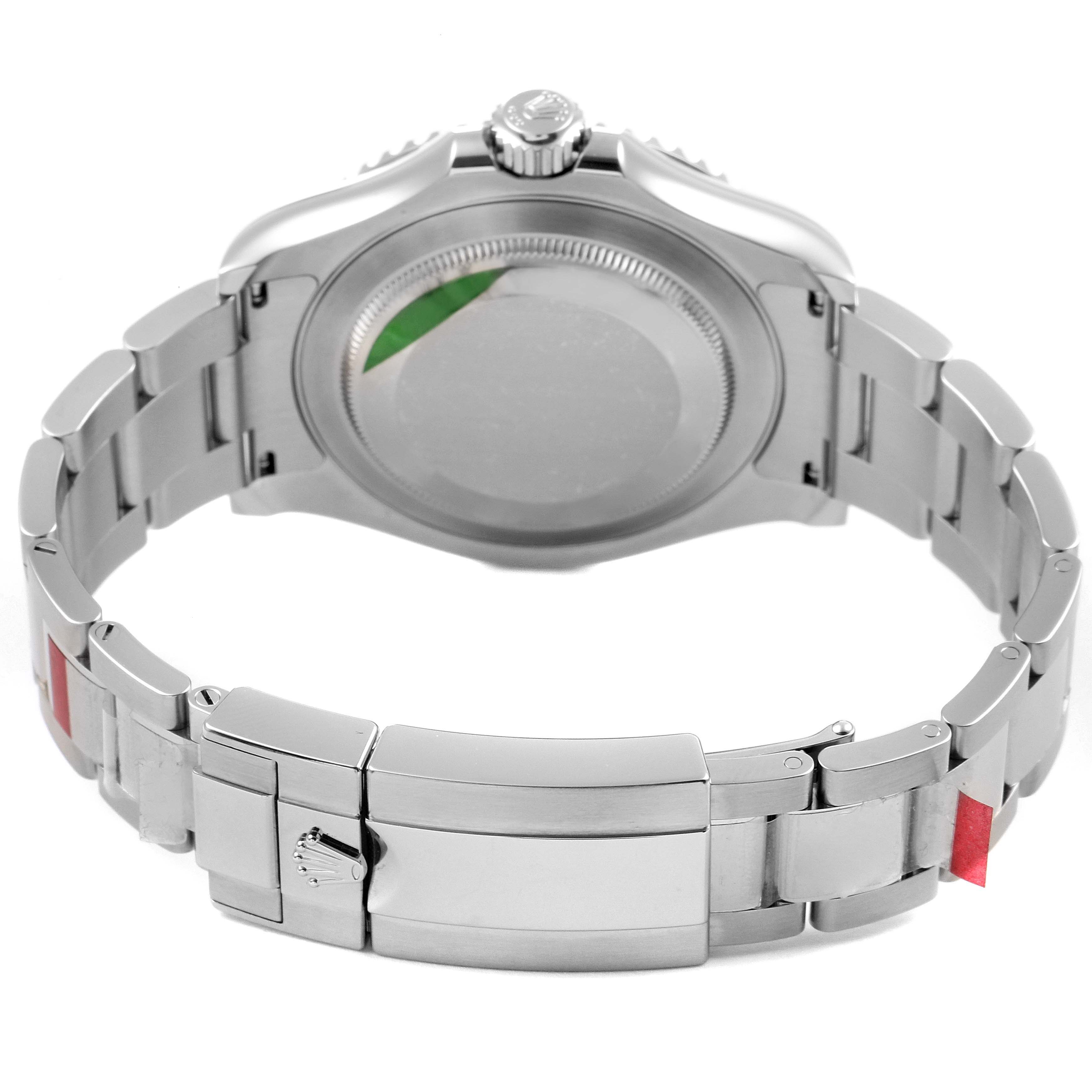 The image shows the back case, crown, and clasp of a Rolex Yacht-Master 126622 Men
s Stainless Steel Grey Dial 126622 Men
s Stainless Steel Grey Dial watch from a rear angle.