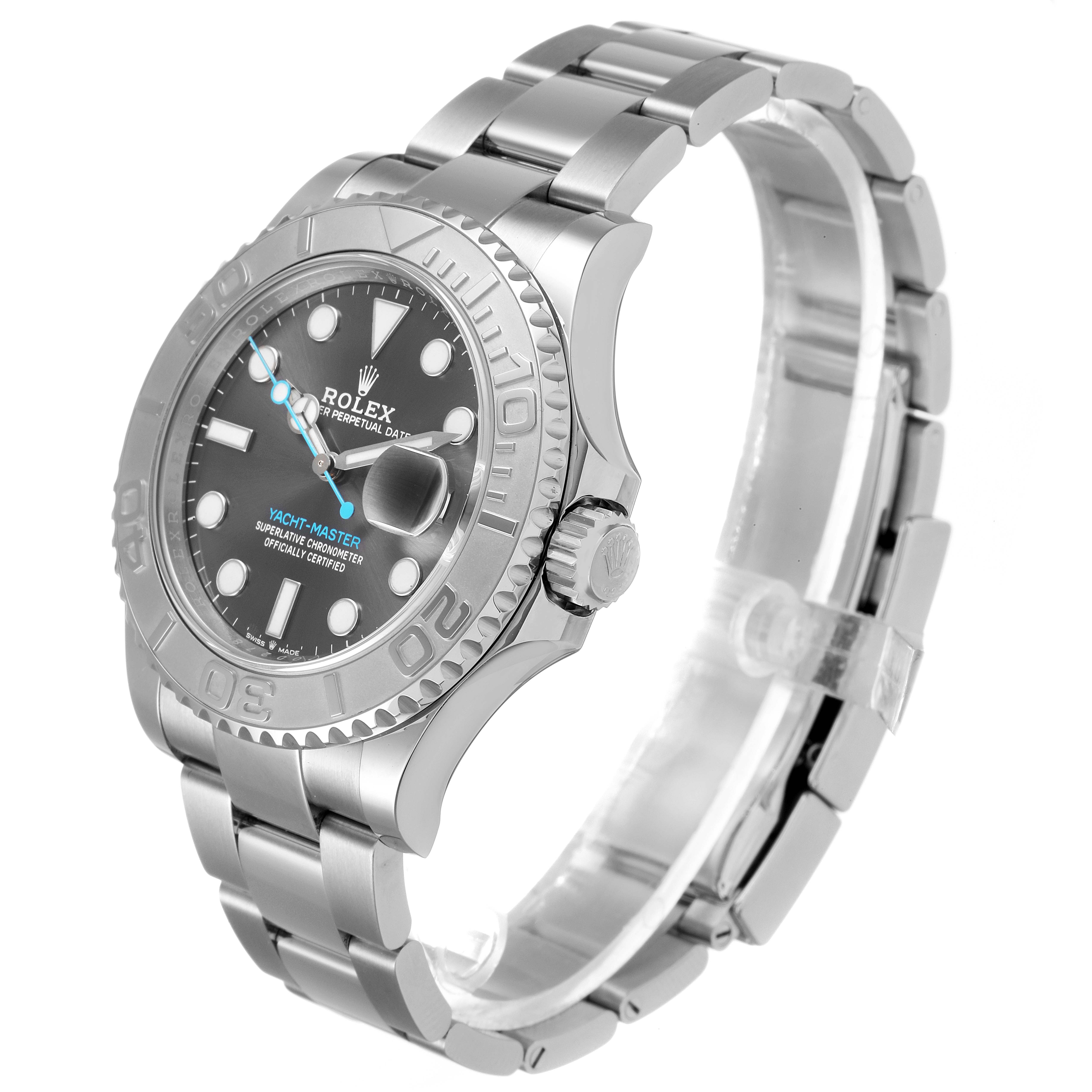 The Rolex Yacht-Master 126622 Men
s Stainless Steel Grey Dial 126622 Men
s Stainless Steel Grey Dial watch is shown from a front-right angle, displaying the watch face, bezel, crown, and bracelet.