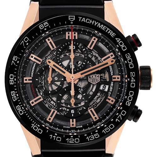 Photo of Tag Heuer Carrera Skeleton Dial Titanium Rose Gold Mens Watch CAR2A5A