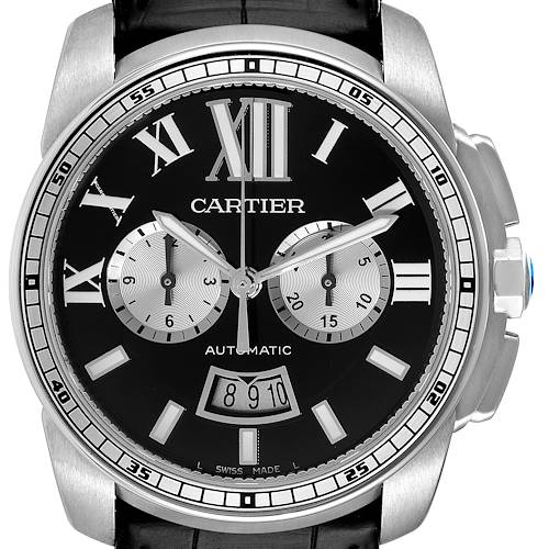 Photo of Cartier Calibre Divers Black Dial Rubber Strap Steel Mens Watch W7100060
