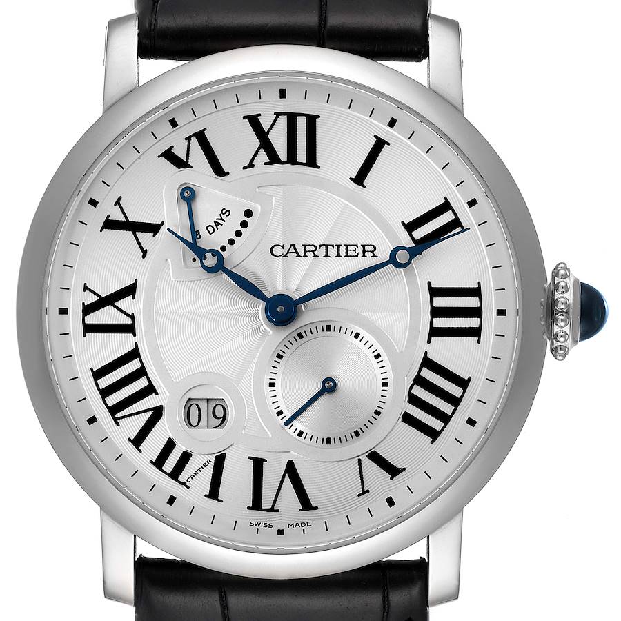 Cartier Rotonde Silver Dial White Gold Mens Watch W1556202 Box Papers SwissWatchExpo