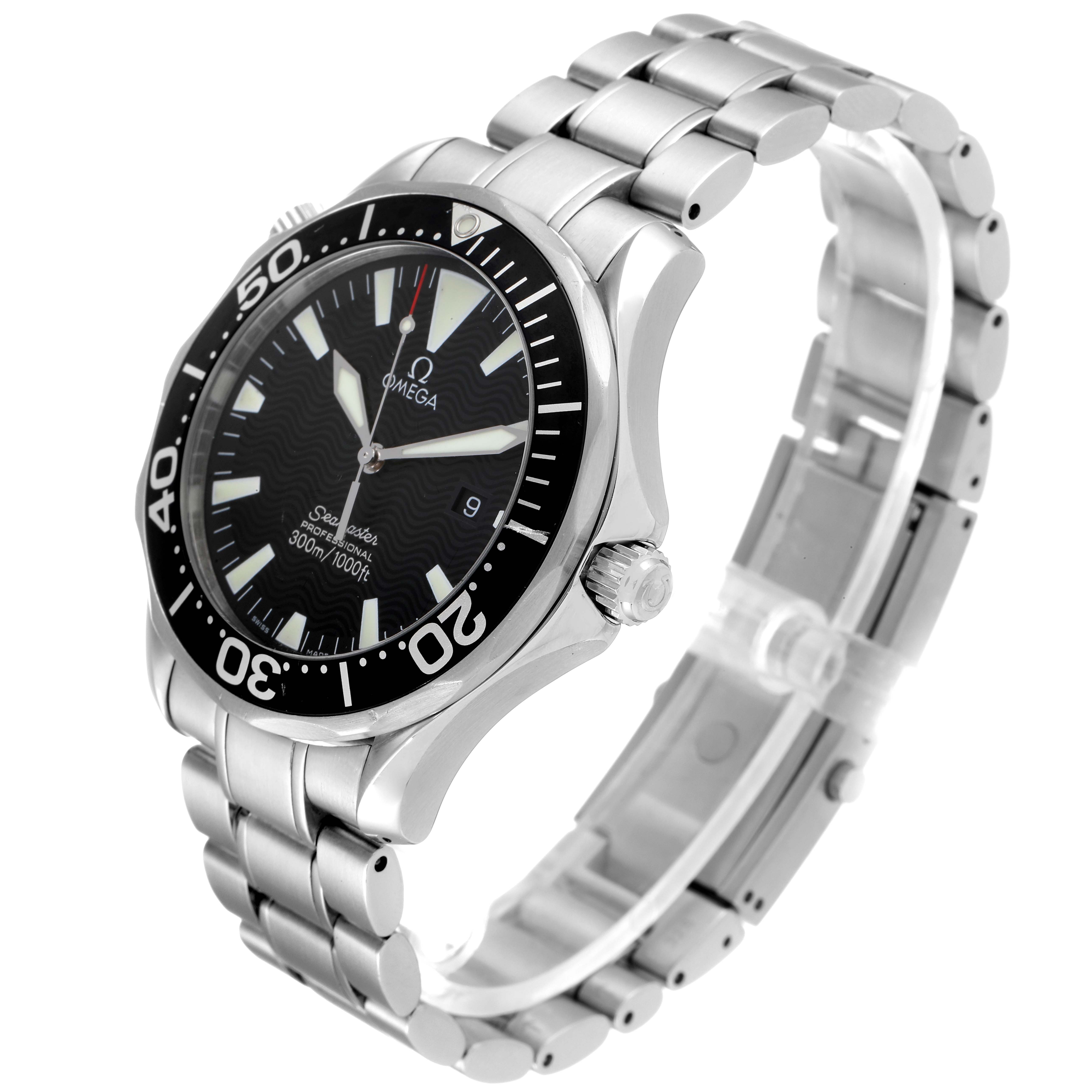 The image shows an Omega Seamaster 2264.50.00 Men's Stainless Steel Black Dial 2264.50.00 Men's Stainless Steel Black Dial watch at a three-quarter angle, highlighting its bracelet, bezel, and dial.