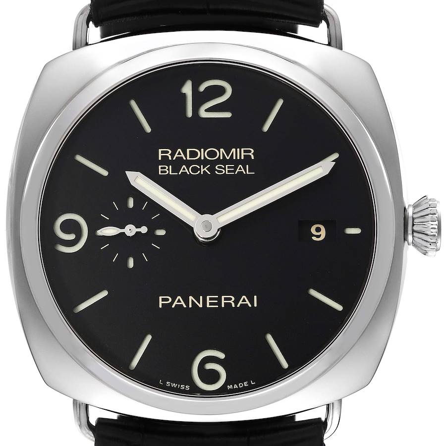 Panerai Radiomir Black Seal 3 Days Steel Mens Watch PAM00388 Box Papers SwissWatchExpo