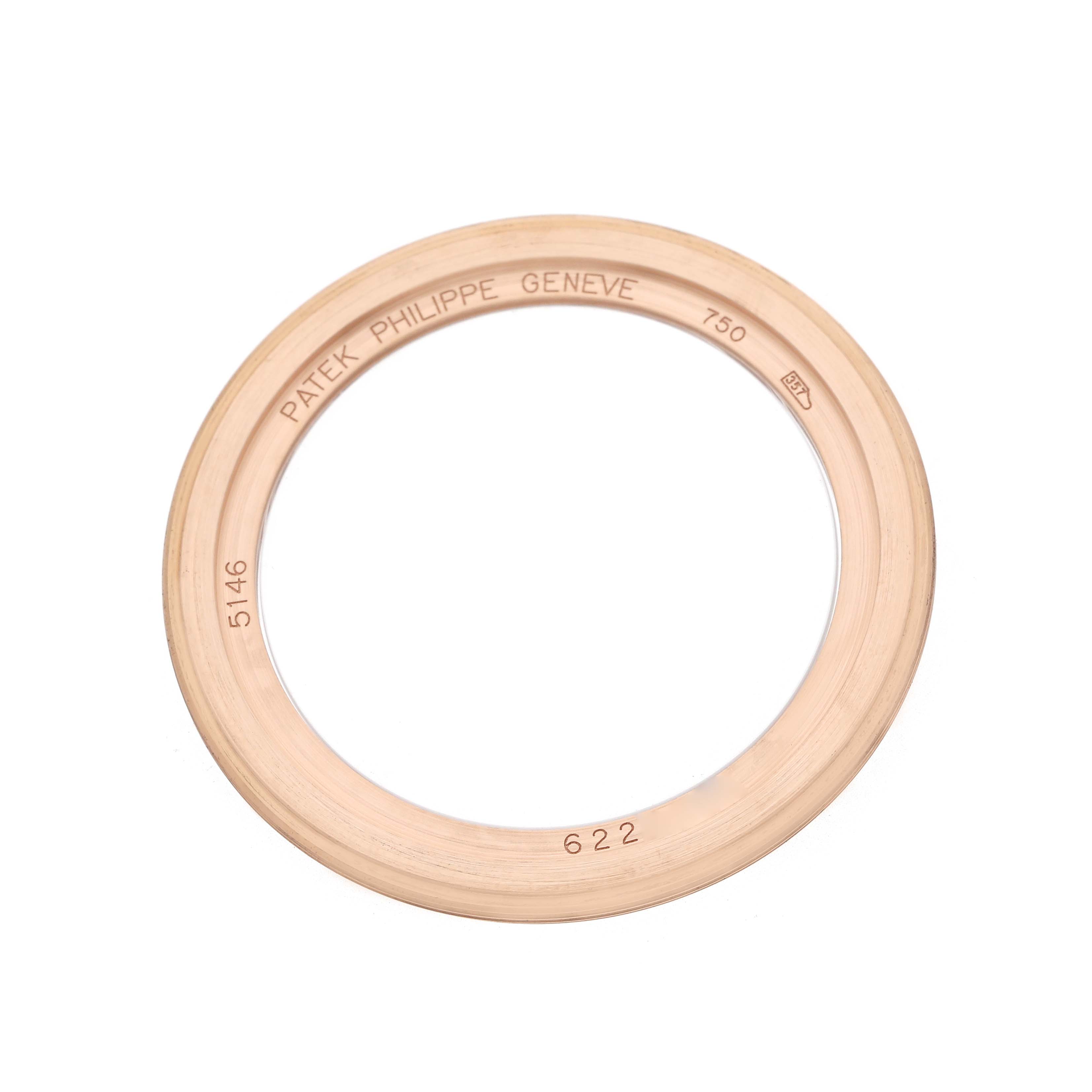 The image shows a rose gold bezel for a Patek Philippe Complications model, model number 72689, viewed from above.