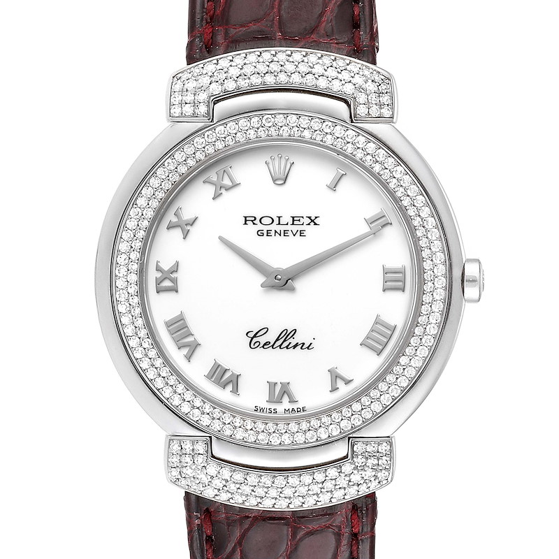 Rolex Cellini Cellissima Midsize 33mm White Gold Diamond Ladies Watch 6683 SwissWatchExpo