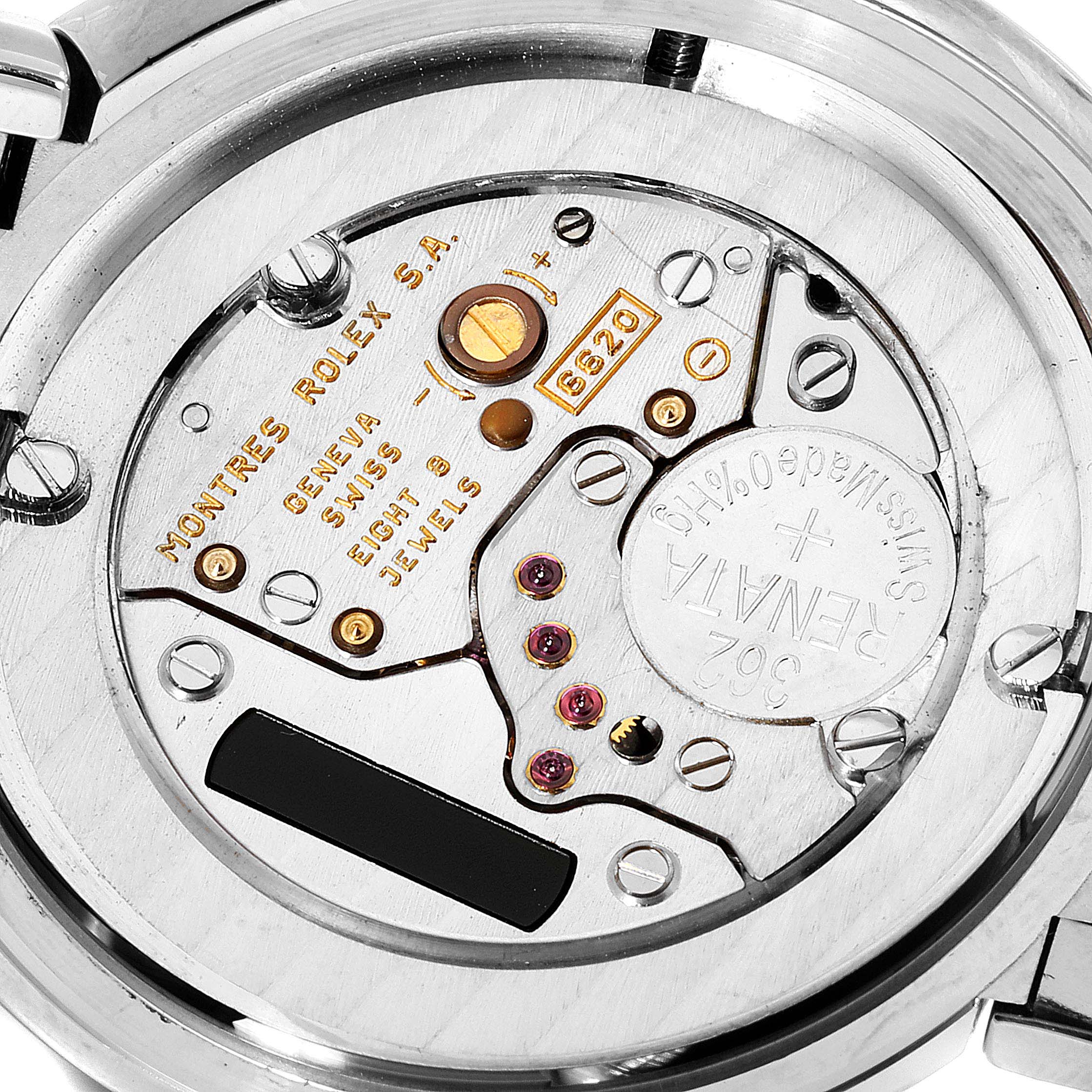 This image shows the movement and inner mechanism of a Rolex Cellini 6683/9 Women's White Gold White Dial 6683/9 Women's White Gold White Dial watch, viewed from the back.