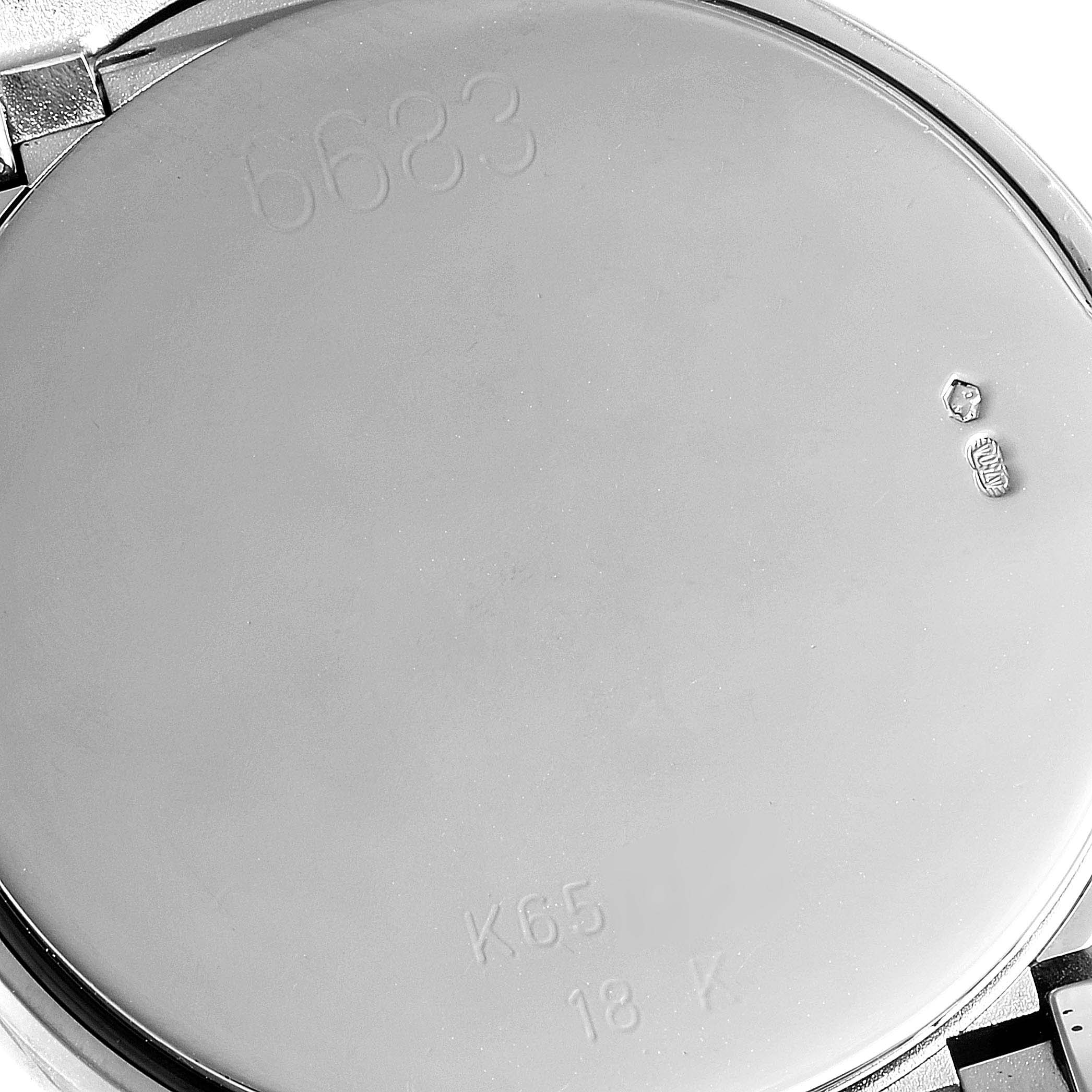 This image shows the back case of a Rolex Cellini 6683/9 Women's White Gold White Dial 6683/9 Women's White Gold White Dial watch, highlighting the engraved model and material markings.