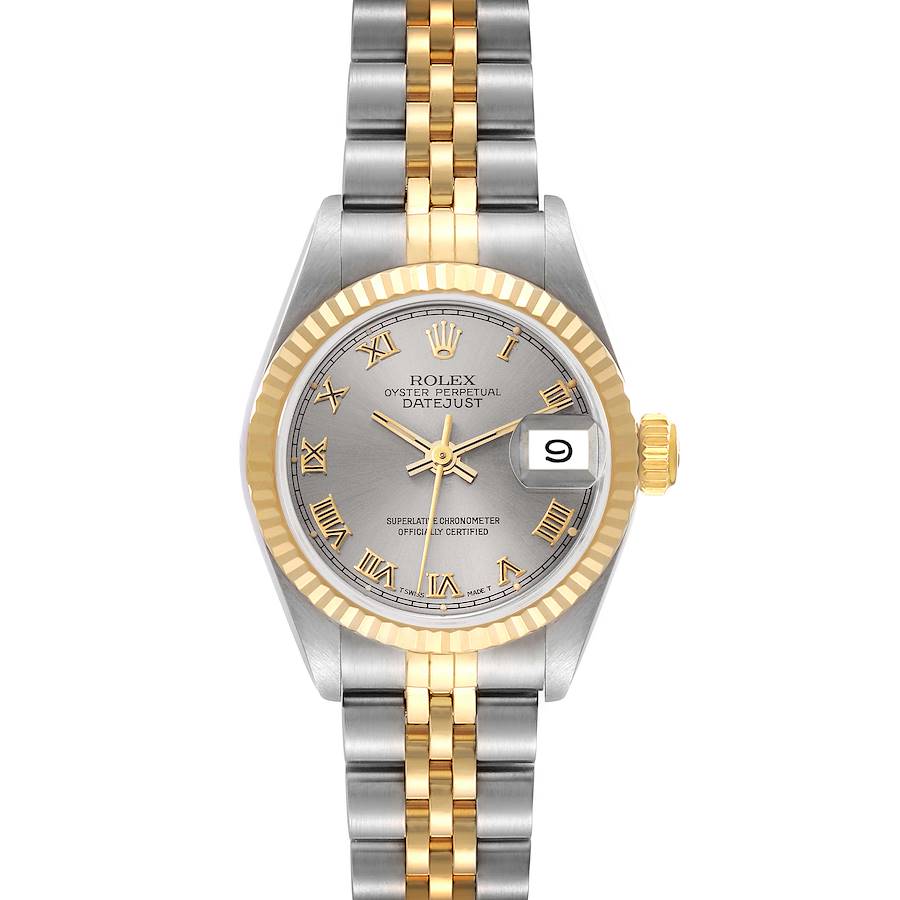 Rolex Datejust Slate Dial Steel Yellow Gold Ladies Watch 69173 Box Papers SwissWatchExpo