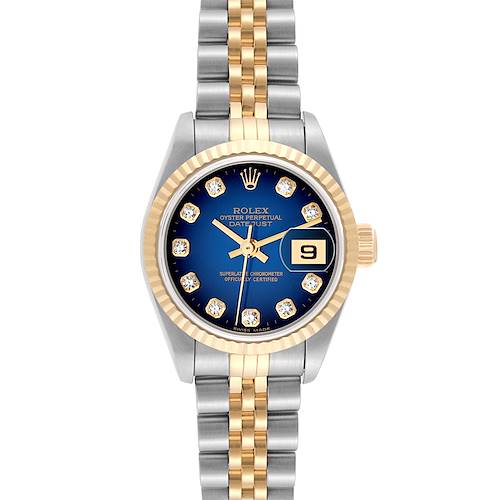 Photo of Rolex Datejust Steel Yellow Gold Blue Vignette Diamond Dial Ladies Watch 79173