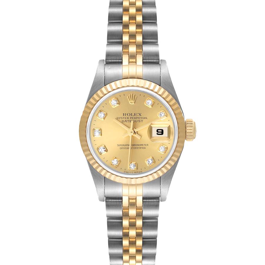 Rolex Datejust Steel Yellow Gold Champagne Diamond Dial Watch 79173 SwissWatchExpo