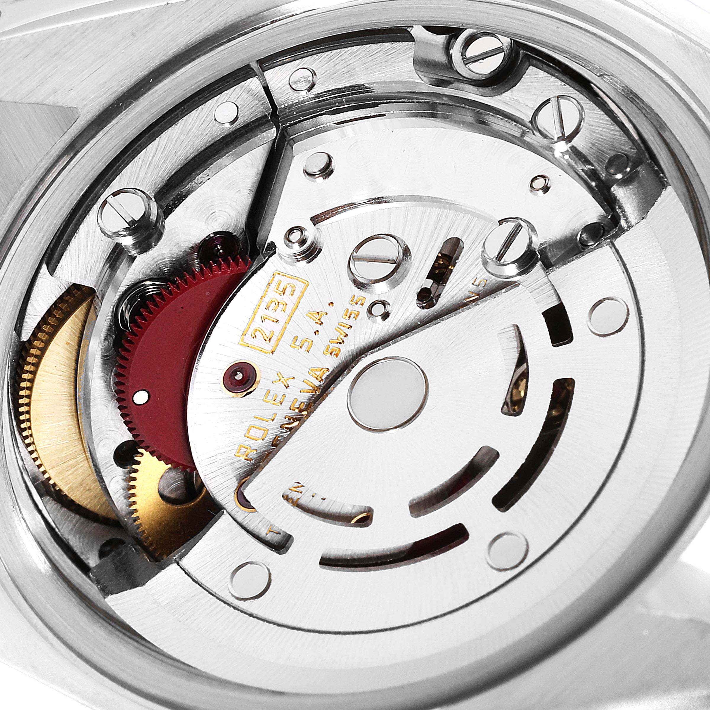 This image shows a close-up of the movement mechanism of a Rolex Datejust 69173 Women's Steel and Gold (two tone) Champagne Dial 69173 Women's Steel and Gold (two tone) Champagne Dial watch.