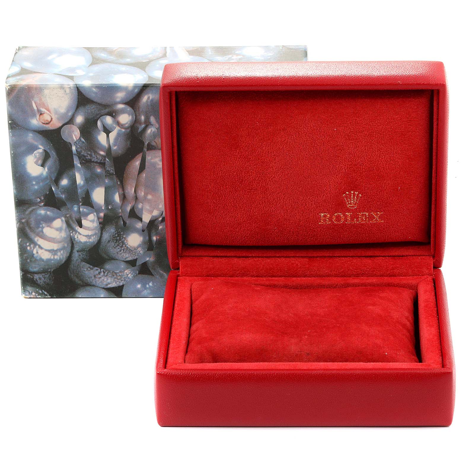 The image shows the open red box for the Rolex Datejust 69173 Women's Steel and Gold (two tone) Champagne Dial 69173 Women's Steel and Gold (two tone) Champagne Dial watch, with the outer packaging visible in the background.