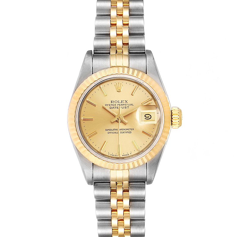 Rolex Datejust Steel Yellow Gold Fluted Bezel Ladies Watch 69173 SwissWatchExpo