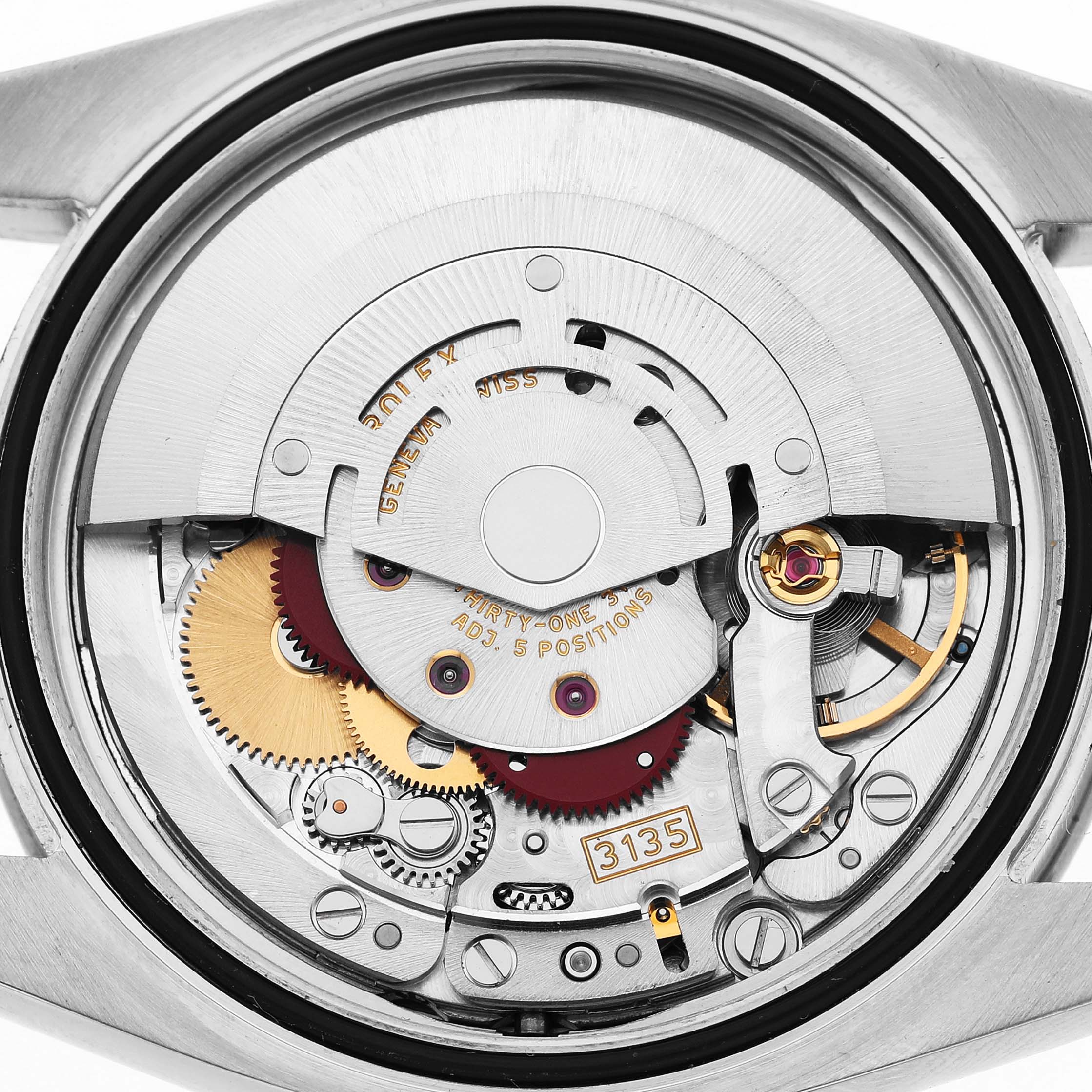 This image shows the internal mechanical movement of a Rolex Datejust 116264 Men's Stainless Steel Black Dial watch, viewed from the back.