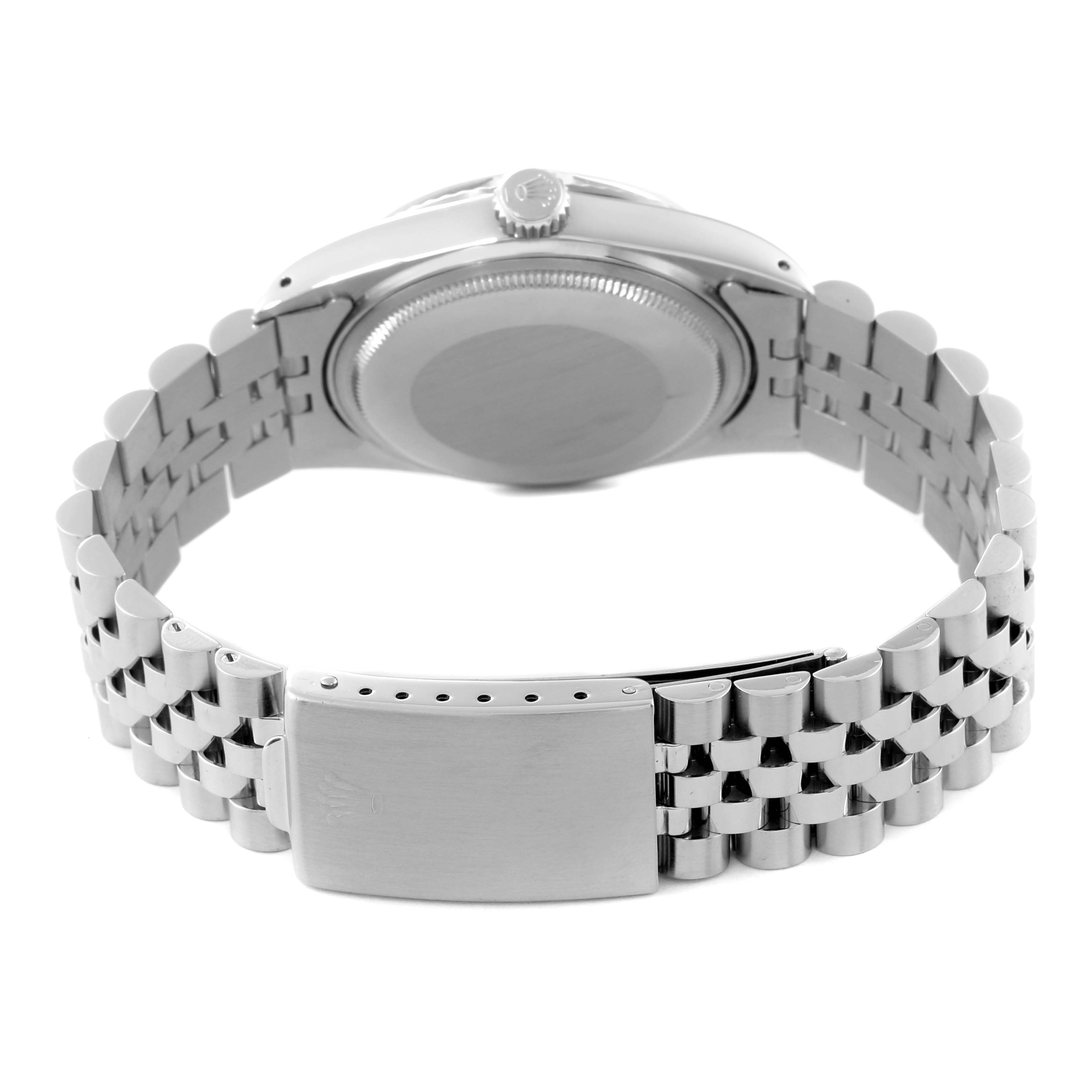 This image shows the back and bracelet clasp of a Rolex Vintage Collection 16014 Men's Stainless Steel Blue Dial 16014 Men's Stainless Steel Blue Dial watch, viewed from a slightly angled rear perspective.