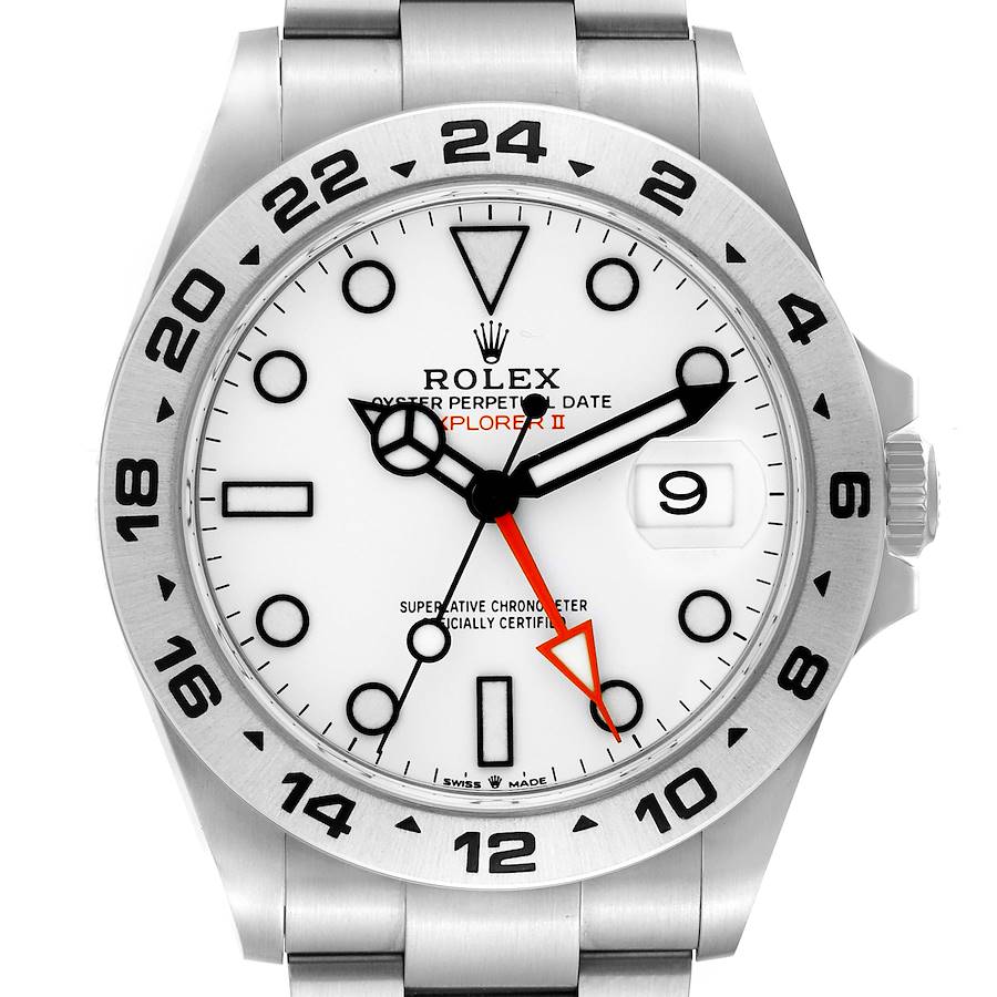 Rolex Explorer II 42mm Polar White Dial Steel Mens Watch 226570 Box Card SwissWatchExpo