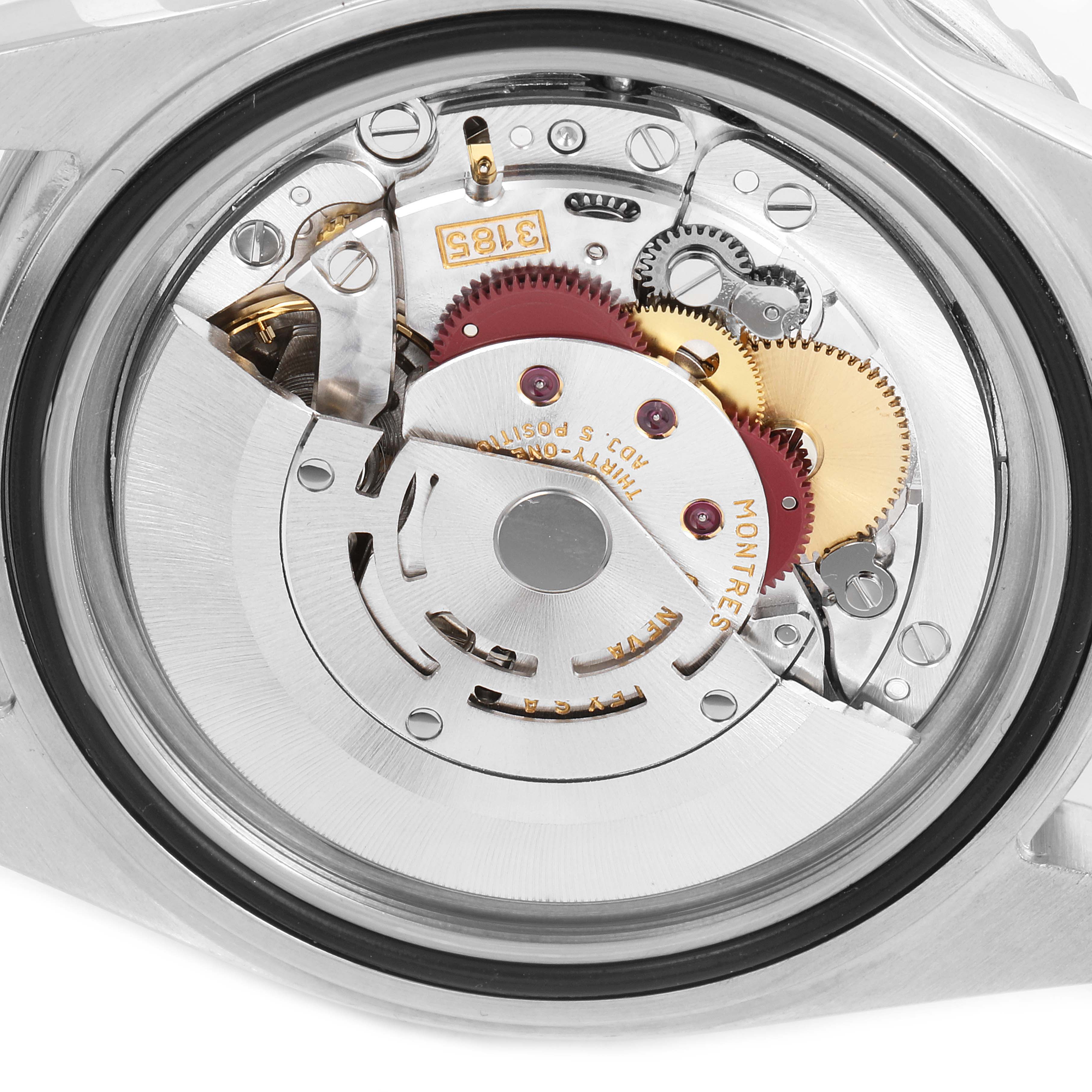 This image shows the internal movement mechanism of the Rolex GMT-Master 16710 Men's Stainless Steel Black Dial 16710 Men's Stainless Steel Black Dial model from a back view.