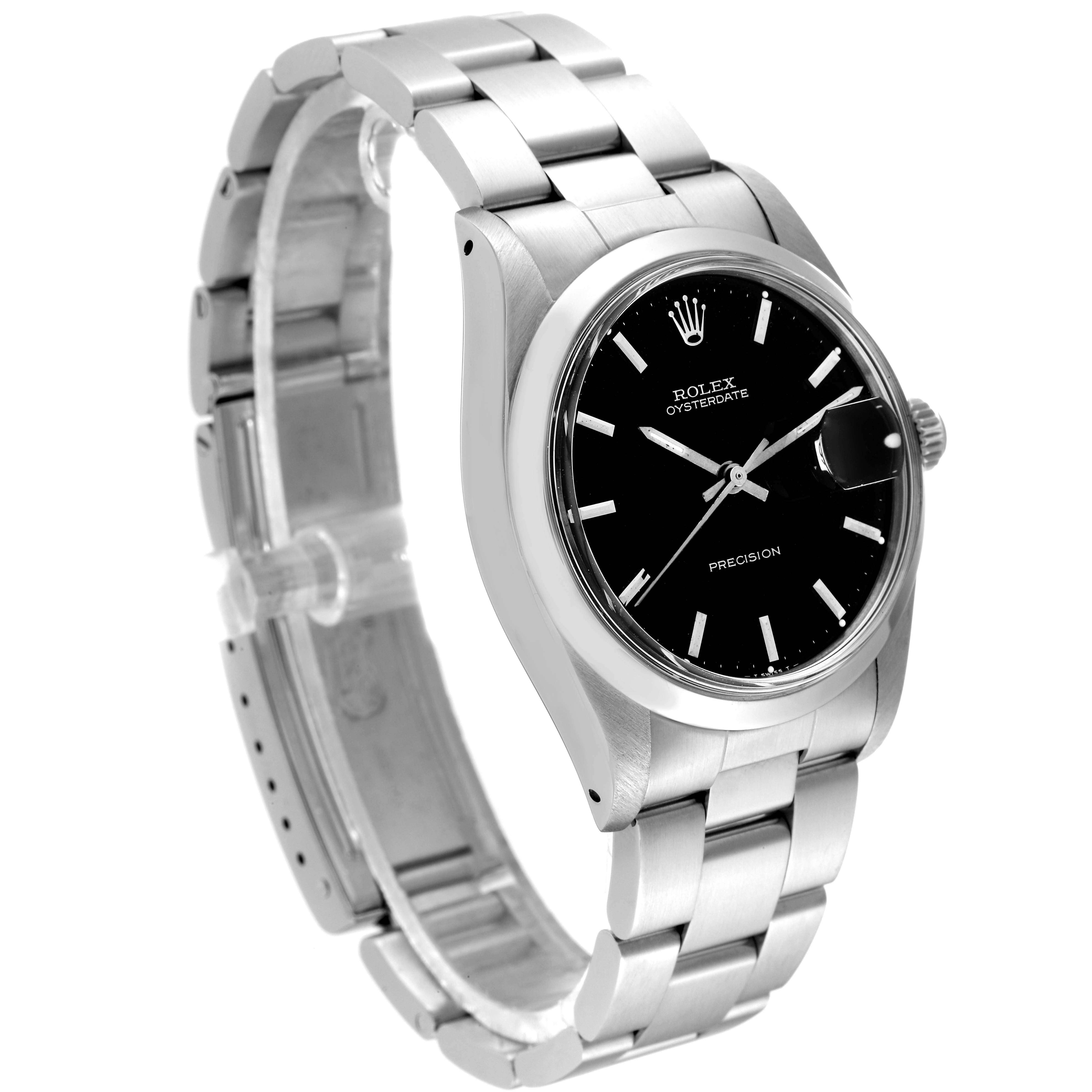 This image shows the Rolex Vintage Collection 6694 Men's Stainless Steel Blue Dial 6694 Men's Stainless Steel Blue Dial watch at a three-quarter angle, displaying its bracelet, case, and black dial.