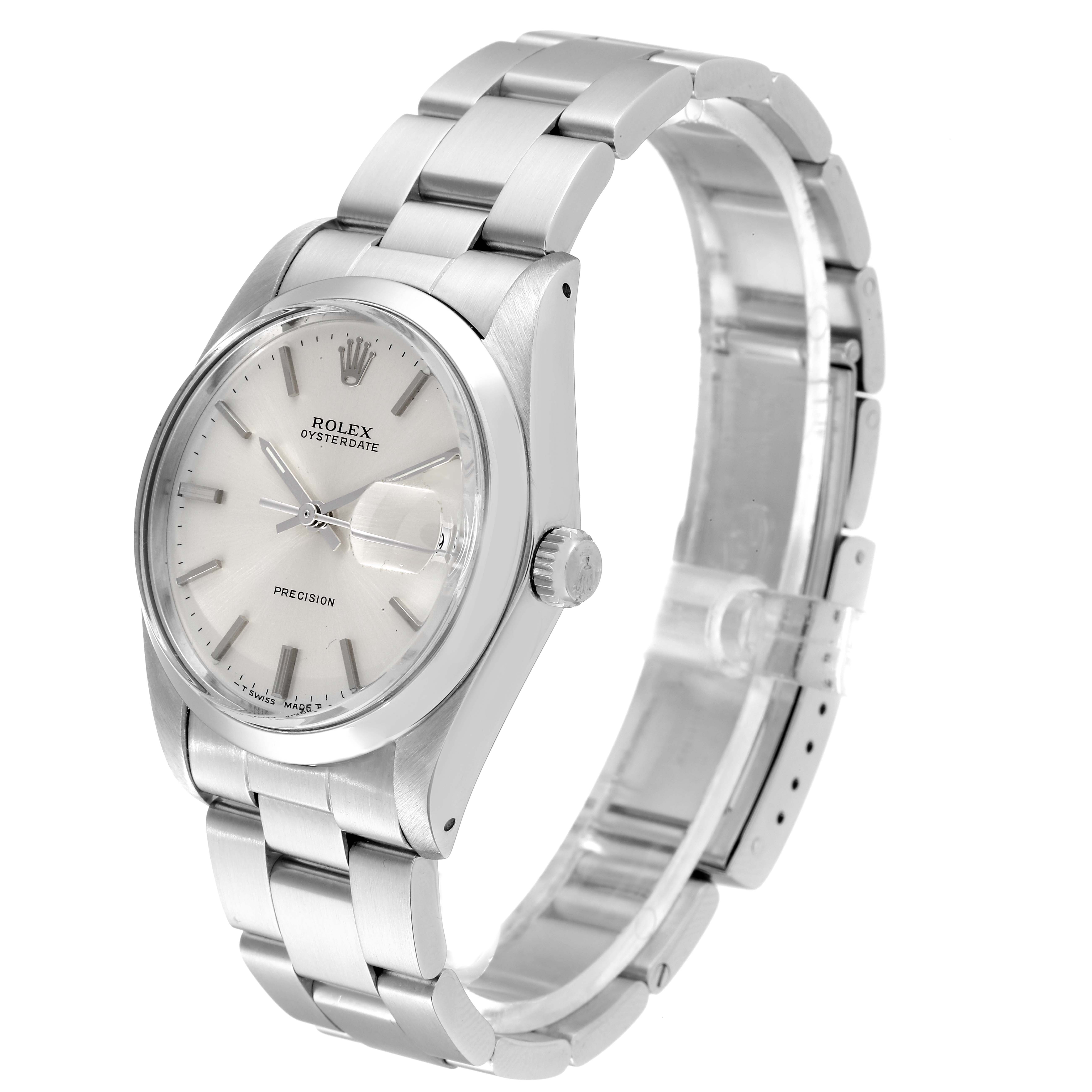 The Rolex Vintage Collection 6694 Men's Stainless Steel Silver Dial 6694 Men's Stainless Steel Silver Dial watch is shown at an angle displaying the dial, bezel, crown, and stainless steel bracelet.