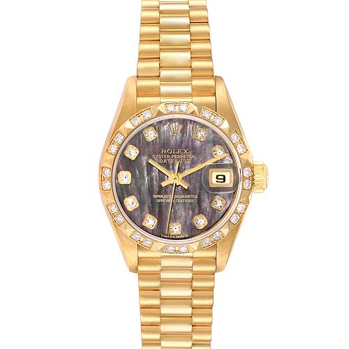 Photo of Rolex President Datejust Yellow Gold Mother of Pearl Diamond Dial Ladies Watch 79258