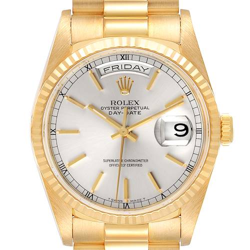 Photo of Rolex President Day-Date Silver Dial Yellow Gold Mens Watch 18238