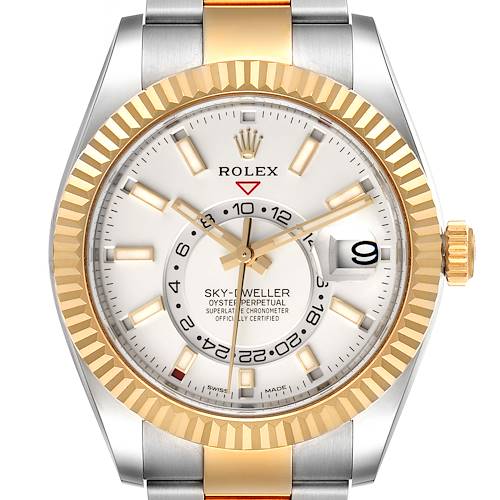 Photo of Rolex Sky Dweller Yellow Gold Steel White Dial Mens Watch 326933