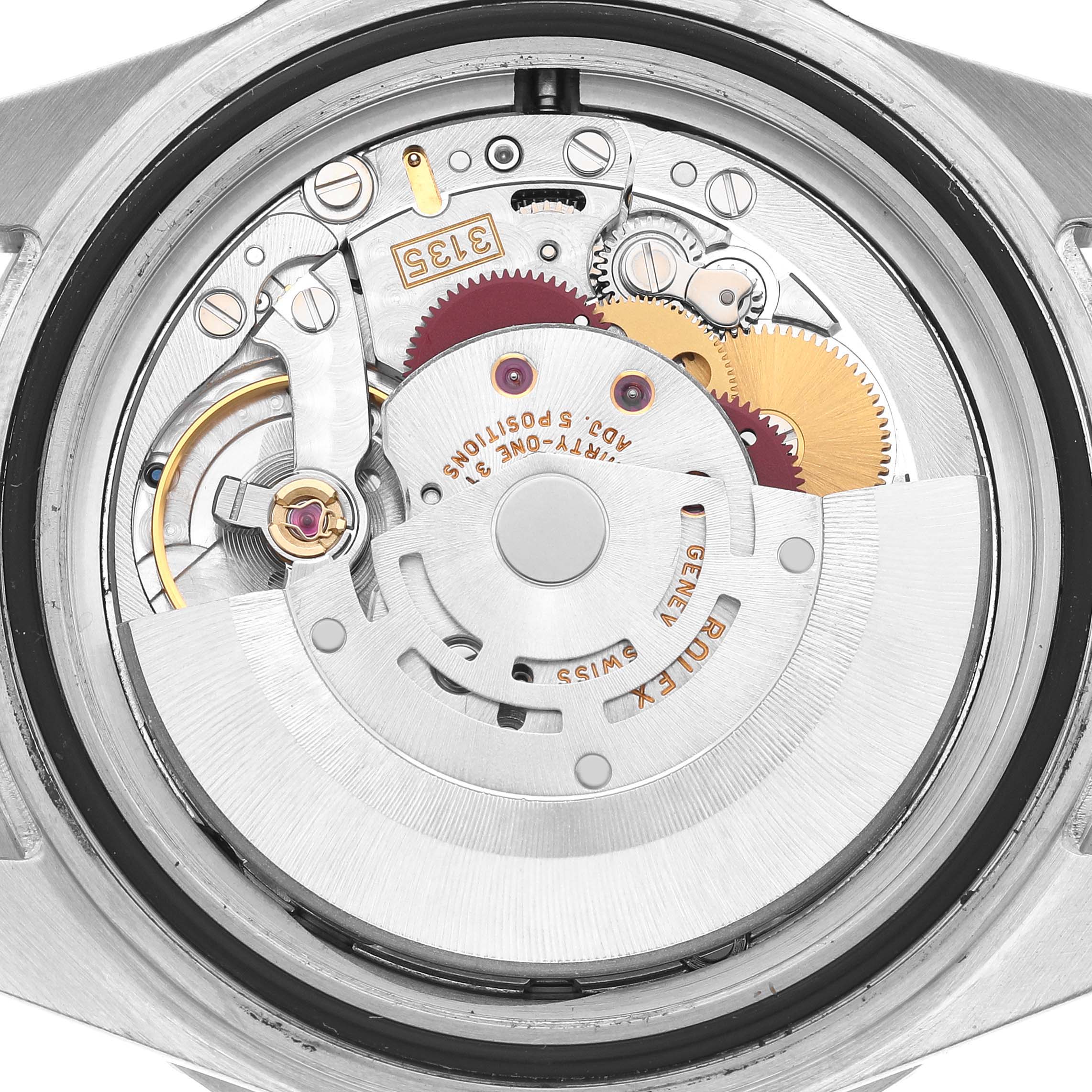 The image shows the internal mechanical movement of the Rolex Submariner 16610 Men's Stainless Steel Black Dial watch from a top-down perspective.