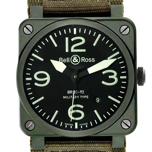 Photo of Bell & Ross Military Type Aviation Black Ceramic Khaki Dial Mens Watch BR0392