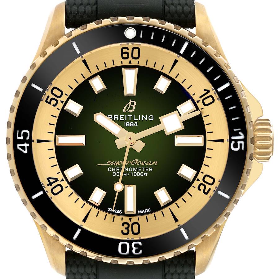 Breitling Superocean 42 Green Dial Bronze Mens Watch N17375 Box Card SwissWatchExpo