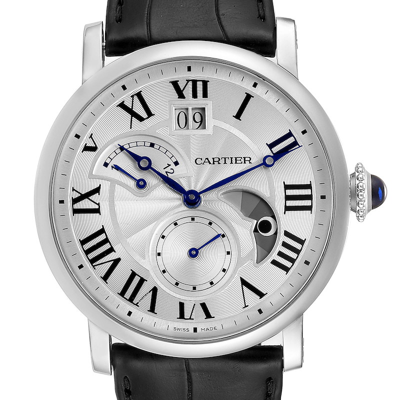 Cartier Rotonde Retrograde GMT Time Zone Steel Mens Watch W1556368 SwissWatchExpo