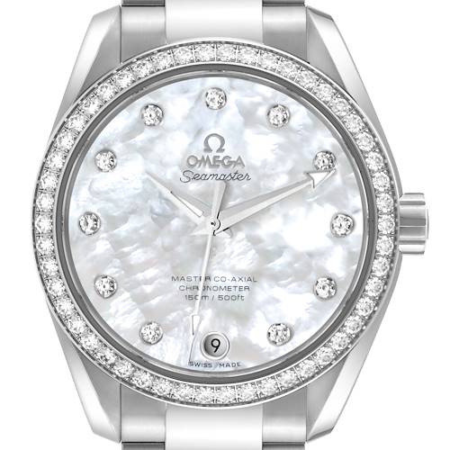 Photo of Omega Aqua Terra Mother of Pearl Diamond Steel Ladies Watch 231.15.39.21.55.001 Box Card