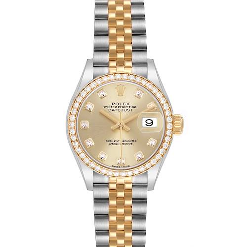 Photo of Rolex Datejust 28 Steel Yellow Gold Diamond Ladies Watch 279383 Box Card