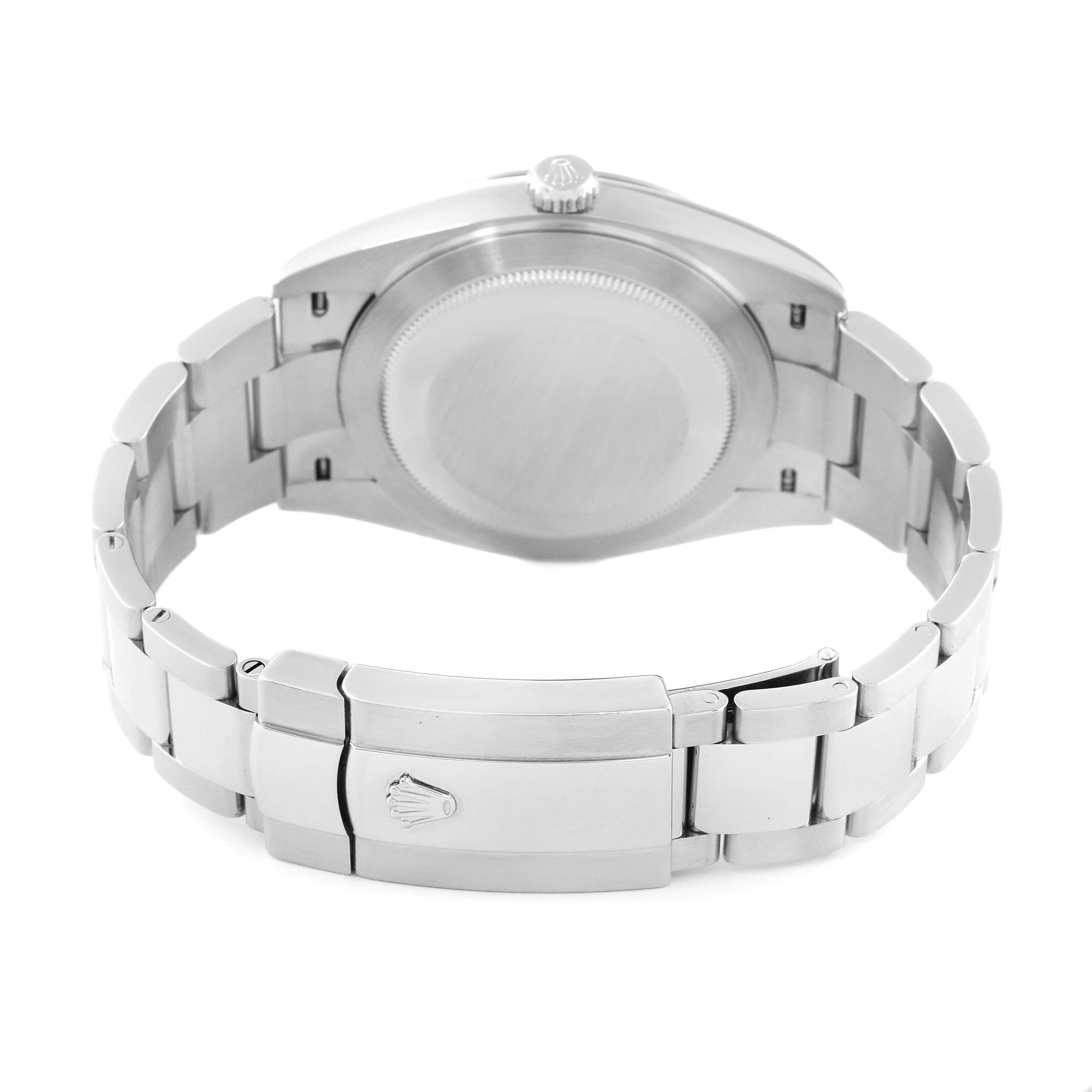 This image shows the back and clasp of a Rolex Datejust 41 126300 Men
s Stainless Steel Silver Dial 126300 Men
s Stainless Steel Silver Dial watch from a rear angle.