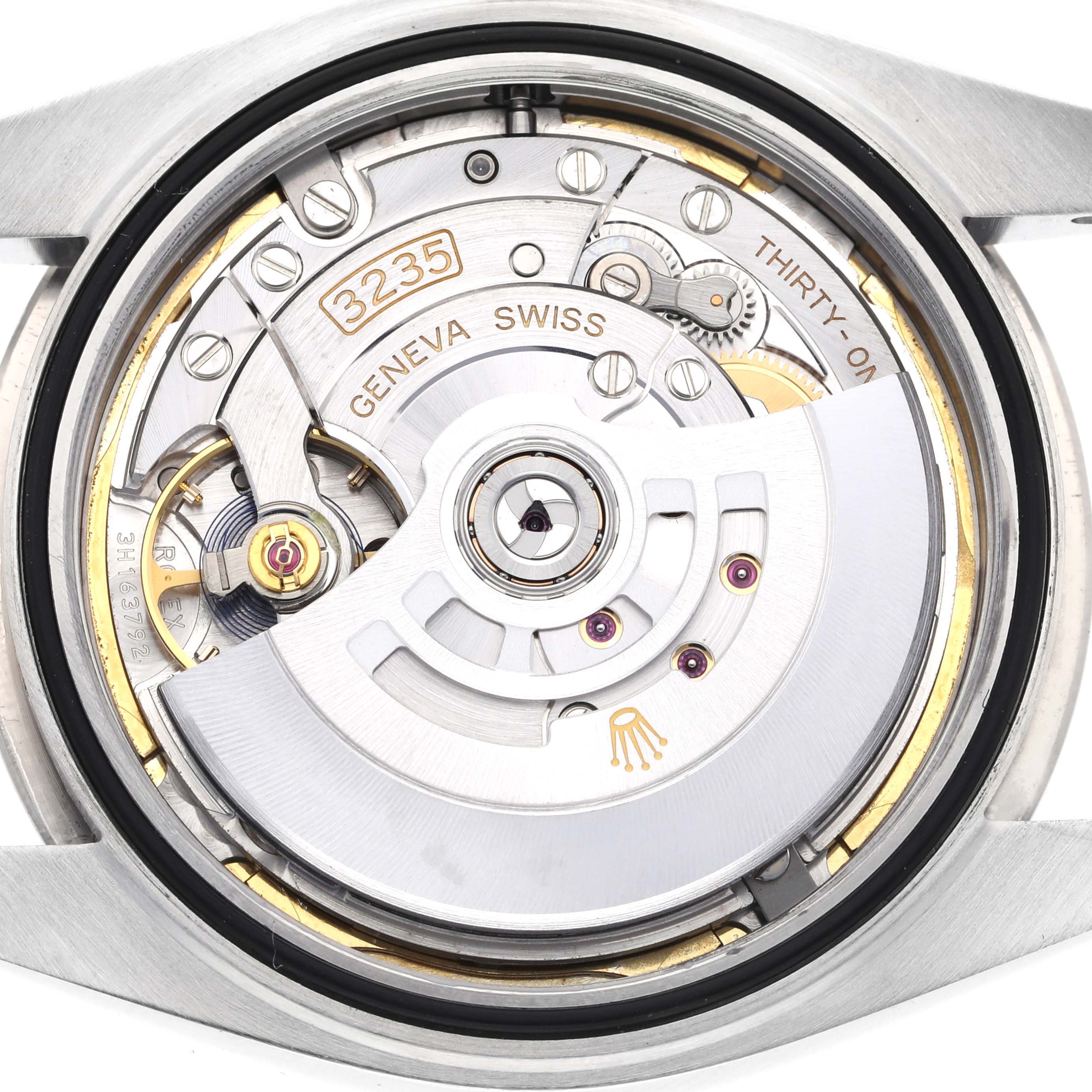 The image shows the back view of the Rolex Datejust 41 126334 Men's Stainless Steel Blue Dial 126334 Men's Stainless Steel Blue Dial movement, specifically the caliber 3235 mechanism.