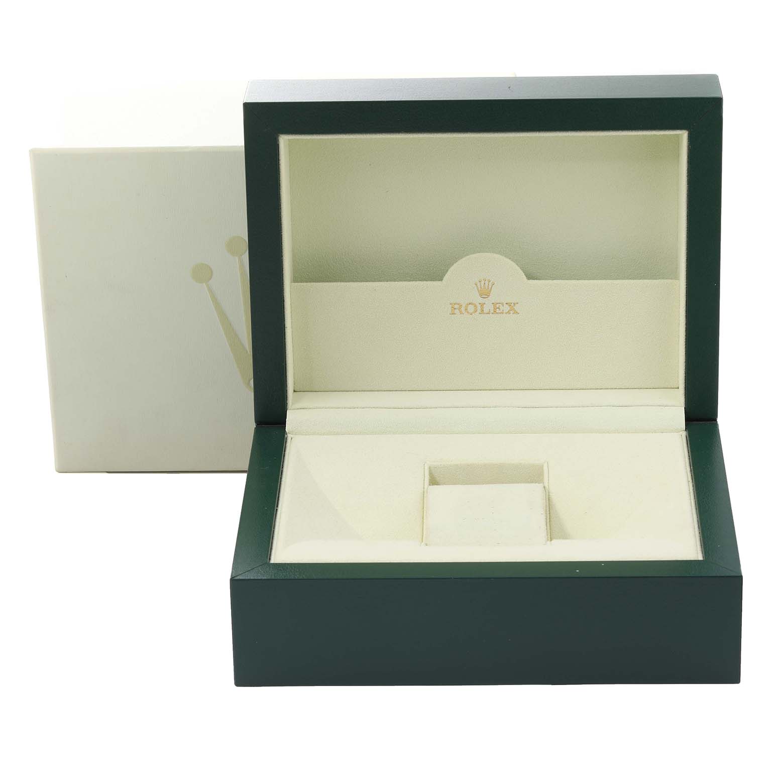 This image shows the open box for a Rolex Datejust 41 116333 Men's Steel and Gold (two tone) Champagne Dial 116333 Men's Steel and Gold (two tone) Champagne Dial, displaying its interior compartments and cushion.