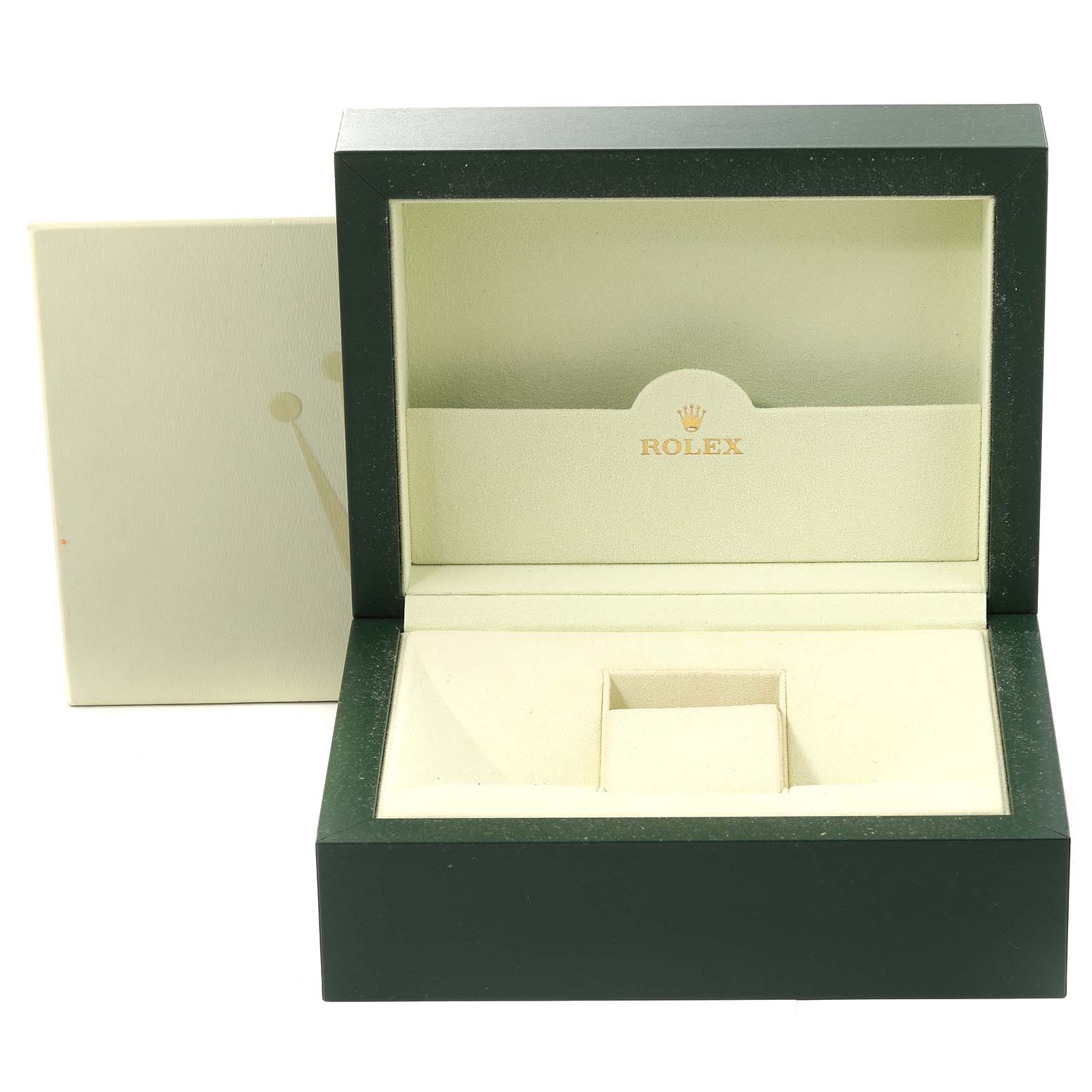 The image shows the open box of a Rolex Datejust 41 116333 Men's Steel and Gold (two tone) Grey Dial 116333 Men's Steel and Gold (two tone) Grey Dial watch from an angled top-front view, with the brand logo visible inside.