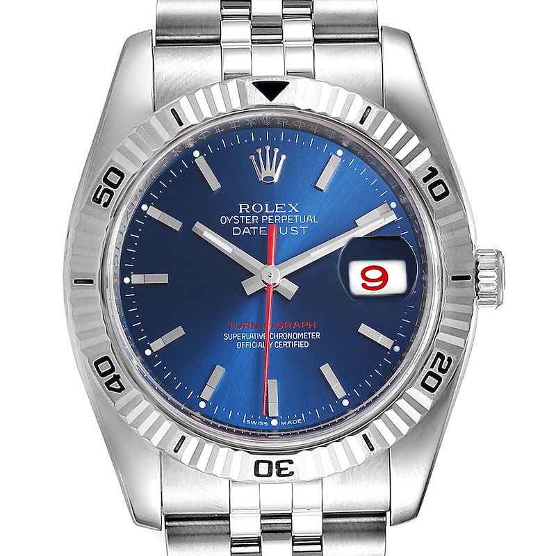 Rolex Datejust Turnograph Blue Dial Steel Mens Watch 116264 Box Papers SwissWatchExpo