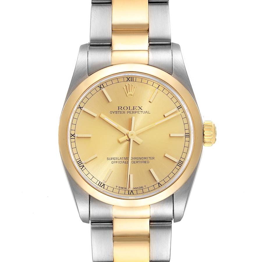 Rolex Midsize 31mm Champagne Dial Yellow Gold Steel Ladies Watch 67483 SwissWatchExpo