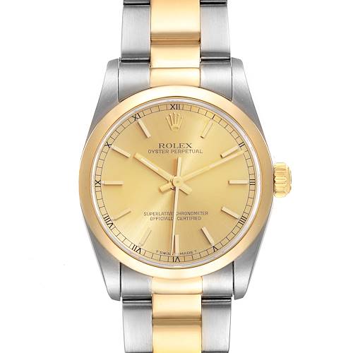 Photo of Rolex Midsize 31mm Champagne Dial Yellow Gold Steel Ladies Watch 67483