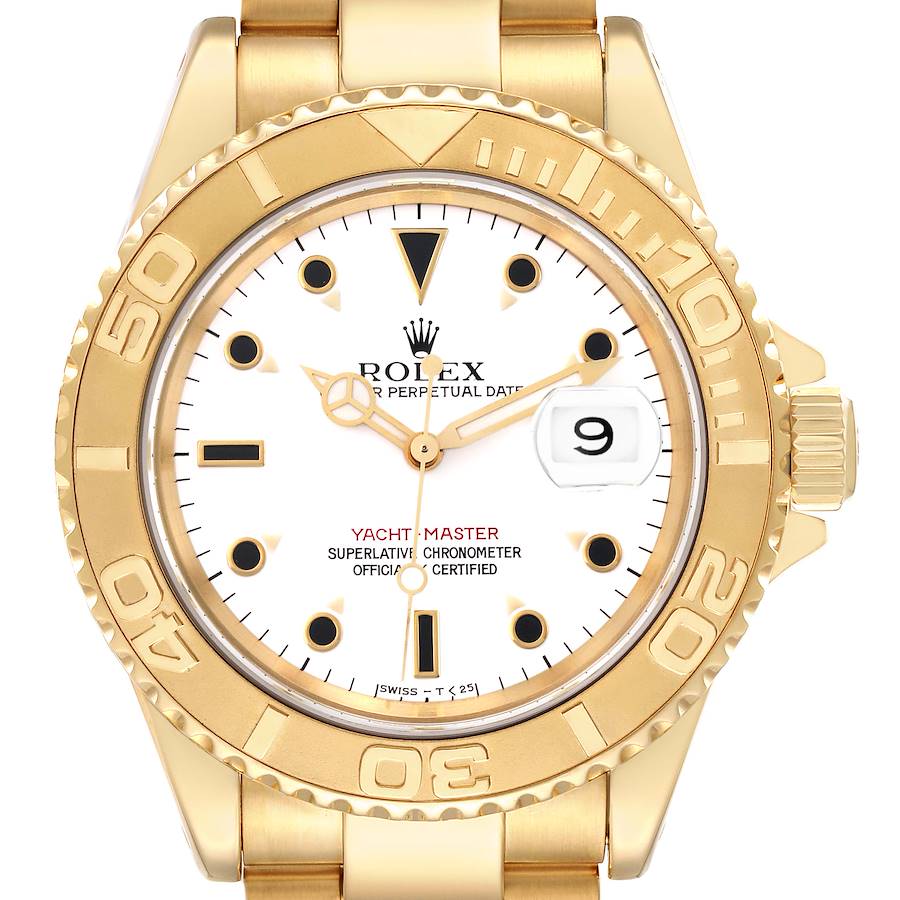 Rolex Yachtmaster 40mm Yellow Gold White Dial Mens Watch 16628 SwissWatchExpo