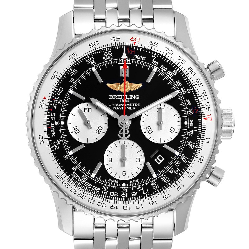 Breitling Navitimer 01 Black Dial Steel Mens Watch AB0120 Box Papers SwissWatchExpo