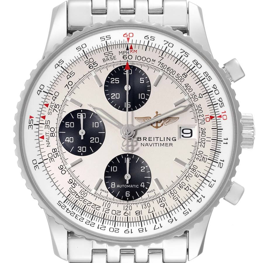 Breitling Navitimer Heritage Silver Panda Dial Steel Mens Watch A13324 Box Card SwissWatchExpo