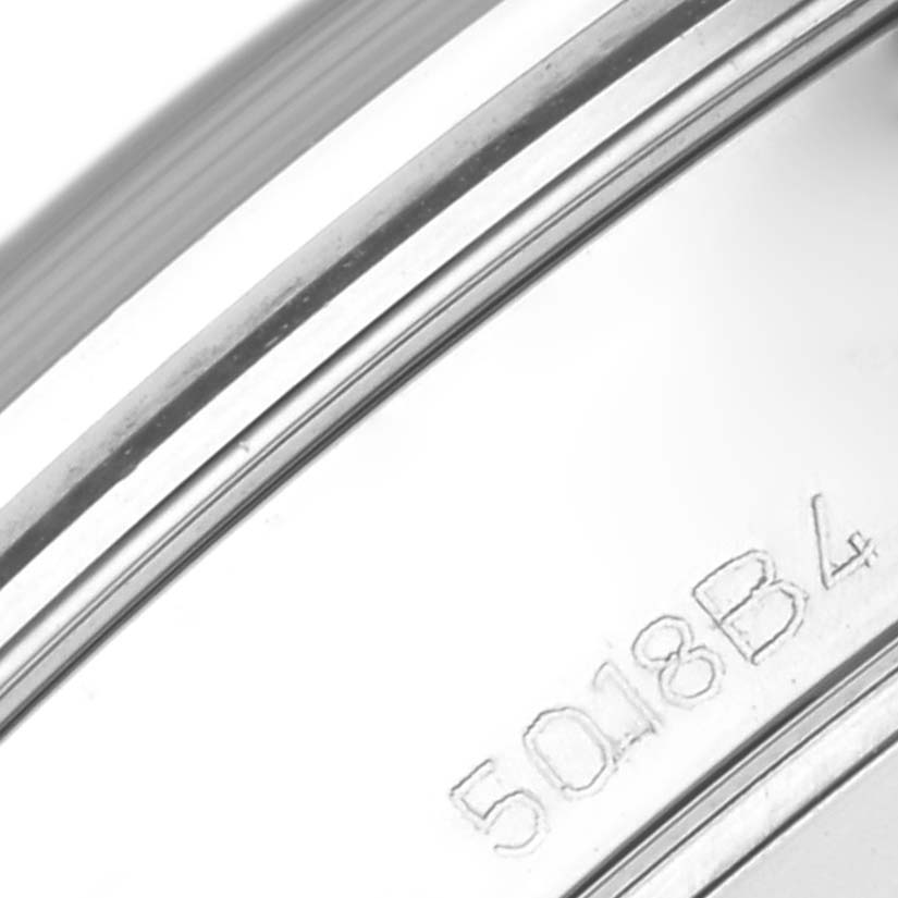 This image shows a close-up of the case back edge with serial number engraving on the Breitling Premier A13315 Men's Stainless Steel Blue Dial A13315 Men's Stainless Steel Blue Dial model watch.